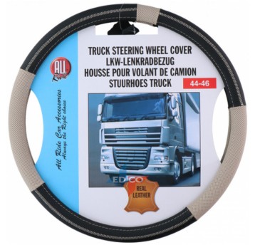 KIEROWNICA 44X46 SKÓRA CZARNO BEŻOWA