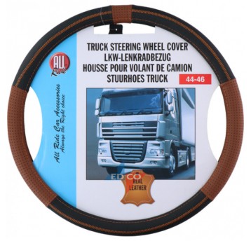 KIEROWNICA 44X46 SKÓRA CZARNO BRĄZOWA