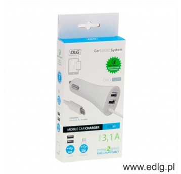 ŁADOWARKA SAM MICRO USB + 2xUSB 3,1A 1,2M KABEL