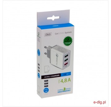 ŁADOWARKA SIECIOWA 3XUSB 4,8A 30W BIAŁA