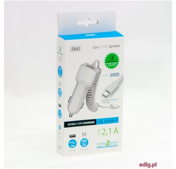 ŁADOWARKA TYP C 2.1A 1,5M KABEL + USB 2.1A