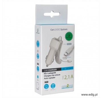 ŁADOWARKA TYP C 2.1A 1,5M KABEL + USB 2.1A