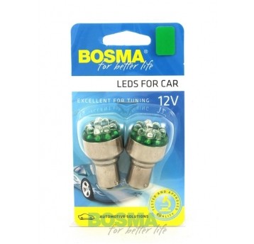 LED 12V 12LED BA15S ZIELONA
