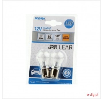 LED 12V 1XLED BAU15S ORANGE CLEAR 2SZT.