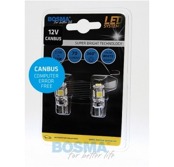 LED 12V 5W T10 CANBUS 5 LED BIAŁA 2SZT