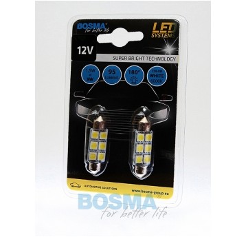 LED 12V 6XSMD SV8,5 10X39 BIAŁA 2SZT