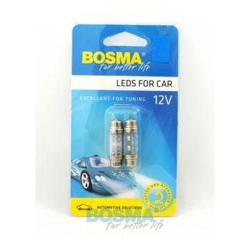 LED 12V RURKA 10X36 4XLED NIEBIESKA