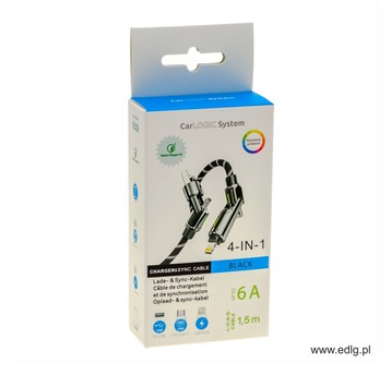 NEW KABEL ROZPINANY BLACK 4-IN-1 1,5M 6A