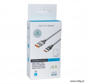 NEW KABEL TYP C 100 CM 6A SZNURÓWKA SILVER