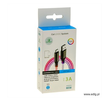 NEW KABEL USB - TYP C 100CM PODŚW MULTIKOLOR