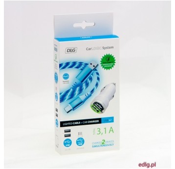 PORT 2 X USB 3,1A TOTAL + KABEL MICRO USB PODŚW.