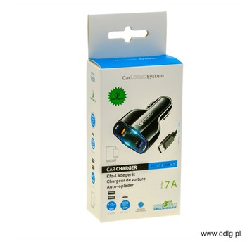 PORT 2XUSB 7A TOTAL + TYP C + KABEL 1,2M