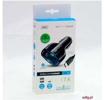 PORT 2XUSB 7A TOTAL + TYP C + KABEL 1,2M