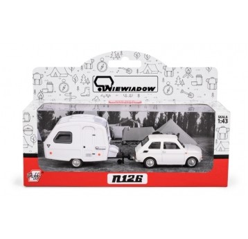 PRL FIAT 126P BIAŁY + PRZYCZEPA NIEWIADÓW