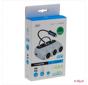 TRÓJNIK 12-24V 120W 2XUSB 4,8 A TOTAL WYŚWIETLACZ