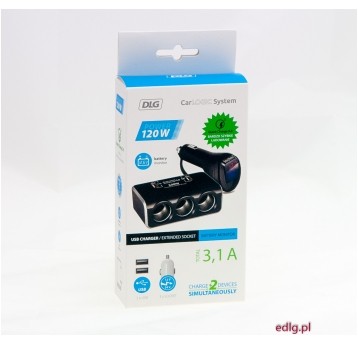 TRÓJNIK 12/24V 2XUSB 3,1A + WSKAŹNIK NAPIĘCIA