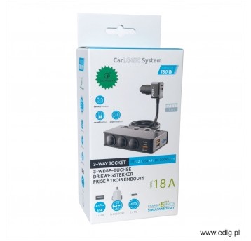 TRÓJNIK 4XUSB QC3.0x2DC 18A 180W