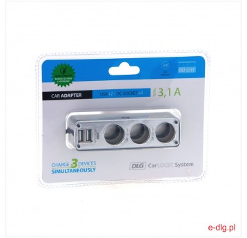 TRÓJNIK SAM 12/24V + 2xUSB TOTAL 3,1A